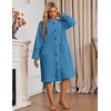 Ekouaer Womens Plush Robe 2026 Warm Fleece Bathrobe Housecoat with Pockets(Blue)