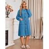 Ekouaer Womens Plush Robe 2026 Warm Fleece Bathrobe Housecoat with Pockets(Blue)
