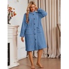 Ekouaer Womens Plush Robe 2026 Warm Fleece Bathrobe Housecoat with Pockets(Dark Blue)