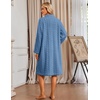 Ekouaer Womens Plush Robe 2026 Warm Fleece Bathrobe Housecoat with Pockets(Dark Blue)