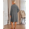 Ekouaer Womens Plush Robe 2026 Warm Fleece Bathrobe Housecoat with Pockets(Dark Gray)