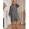 Ekouaer Womens Plush Robe 2026 Warm Fleece Bathrobe Housecoat with Pockets(Dark Gray)