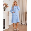 Ekouaer Womens Plush Robe 2026 Warm Fleece Bathrobe Housecoat with Pockets(Light Blue)