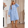Ekouaer Womens Plush Robe 2026 Warm Fleece Bathrobe Housecoat with Pockets(Light Blue)