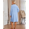 Ekouaer Womens Plush Robe 2026 Warm Fleece Bathrobe Housecoat with Pockets(Light Blue)