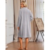 Ekouaer Womens Plush Robe 2026 Warm Fleece Bathrobe Housecoat with Pockets(Misty Gray)
