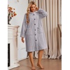 Ekouaer Womens Plush Robe 2026 Warm Fleece Bathrobe Housecoat with Pockets(Misty Gray)