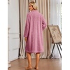Ekouaer Womens Plush Robe 2026 Warm Fleece Bathrobe Housecoat with Pockets(Rose Pink)