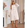 Ekouaer Womens Plush Robe 2026 Warm Fleece Bathrobe Housecoat with Pockets(White)
