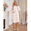 Ekouaer Womens Plush Robe 2026 Warm Fleece Bathrobe Housecoat with Pockets(White)