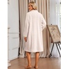 Ekouaer Womens Plush Robe 2026 Warm Fleece Bathrobe Housecoat with Pockets(White)