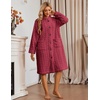Ekouaer Womens Plush Robe 2026 Warm Fleece Bathrobe Housecoat with Pockets(Wine Red)