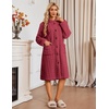 Ekouaer Womens Plush Robe 2026 Warm Fleece Bathrobe Housecoat with Pockets(Wine Red)
