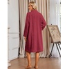 Ekouaer Womens Plush Robe 2026 Warm Fleece Bathrobe Housecoat with Pockets(Wine Red)