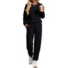 Ekouaer 2 Piece Lounge Sets for Women Matching Jogger Pants Fall Outfits(Black)