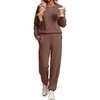 Ekouaer 2 Piece Lounge Sets for Women Matching Jogger Pants Fall Outfits(Brown)