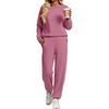 Ekouaer 2 Piece Lounge Sets for Women Matching Jogger Pants Fall Outfits(Dusty Rose)