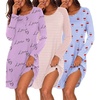 Ekouaer 3 Pack Nightgowns for Women Long Sleeve Sleepshirt Soft Nightshirt(Pink Love/Light Pink Stripes/Cherry Blue Plaid)