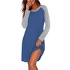 Ekouaer Cotton Nightgowns for Women Long Sleeve Sleepshirts Soft Sleepwear(Blue)