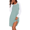 Ekouaer Cotton Nightgowns for Women Long Sleeve Sleepshirts Soft Sleepwear(Green)