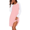 Ekouaer Cotton Nightgowns for Women Long Sleeve Sleepshirts Soft Sleepwear(Pink)