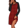 Ekouaer Cotton Nightgowns for Women Long Sleeve Sleepshirts Soft Sleepwear(Red_black Plaid)