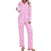 Ekouaer Womens Pajamas Sets 2 Piece PJs Long Sleeve Sleepwear Loungewear(Pink Bow)
