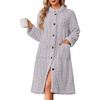 Ekouaer Womens Plush Robe 2026 Warm Fleece Bathrobe Housecoat with Pockets(Misty Gray)