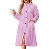 Ekouaer Womens Plush Robe 2026 Warm Fleece Bathrobe Housecoat with Pockets(Pink)