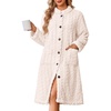 Ekouaer Womens Plush Robe 2026 Warm Fleece Bathrobe Housecoat with Pockets(White)