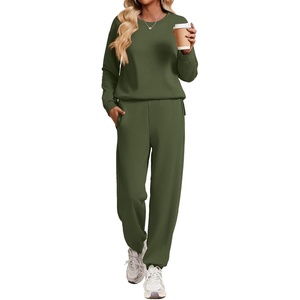 Ekouaer 2 Piece Lounge Sets for Women Matching Jogger Pants Fall Outfits(Army Green)