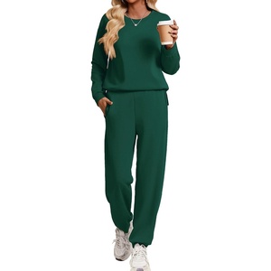 Ekouaer 2 Piece Lounge Sets for Women Matching Jogger Pants Fall Outfits(Dark Green)