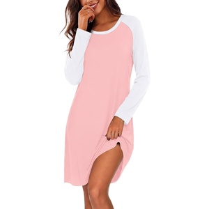 Ekouaer Cotton Nightgowns for Women Long Sleeve Sleepshirts Soft Sleepwear(Pink)