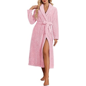 Ekouaer Plush Robe for Women 2026 Long Bathrobe Soft House Coat with Pocket(Light Pink)