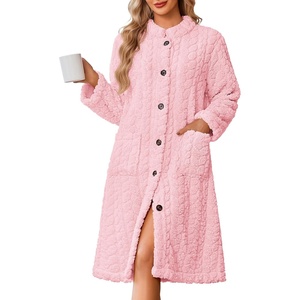 Ekouaer Womens Plush Robe 2026 Warm Fleece Bathrobe Housecoat with Pockets(Light Pink)