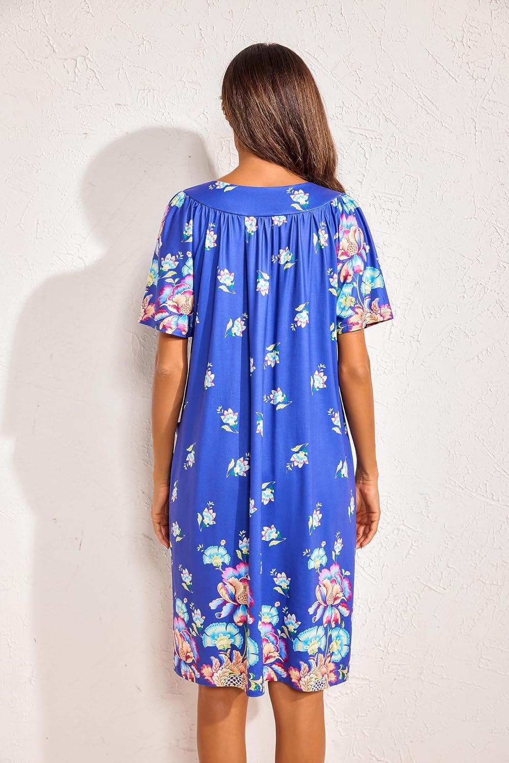 image:imageEkouaer Moo Moos for Women Floral Print House Dress with Pockets NightgownBlue Flower