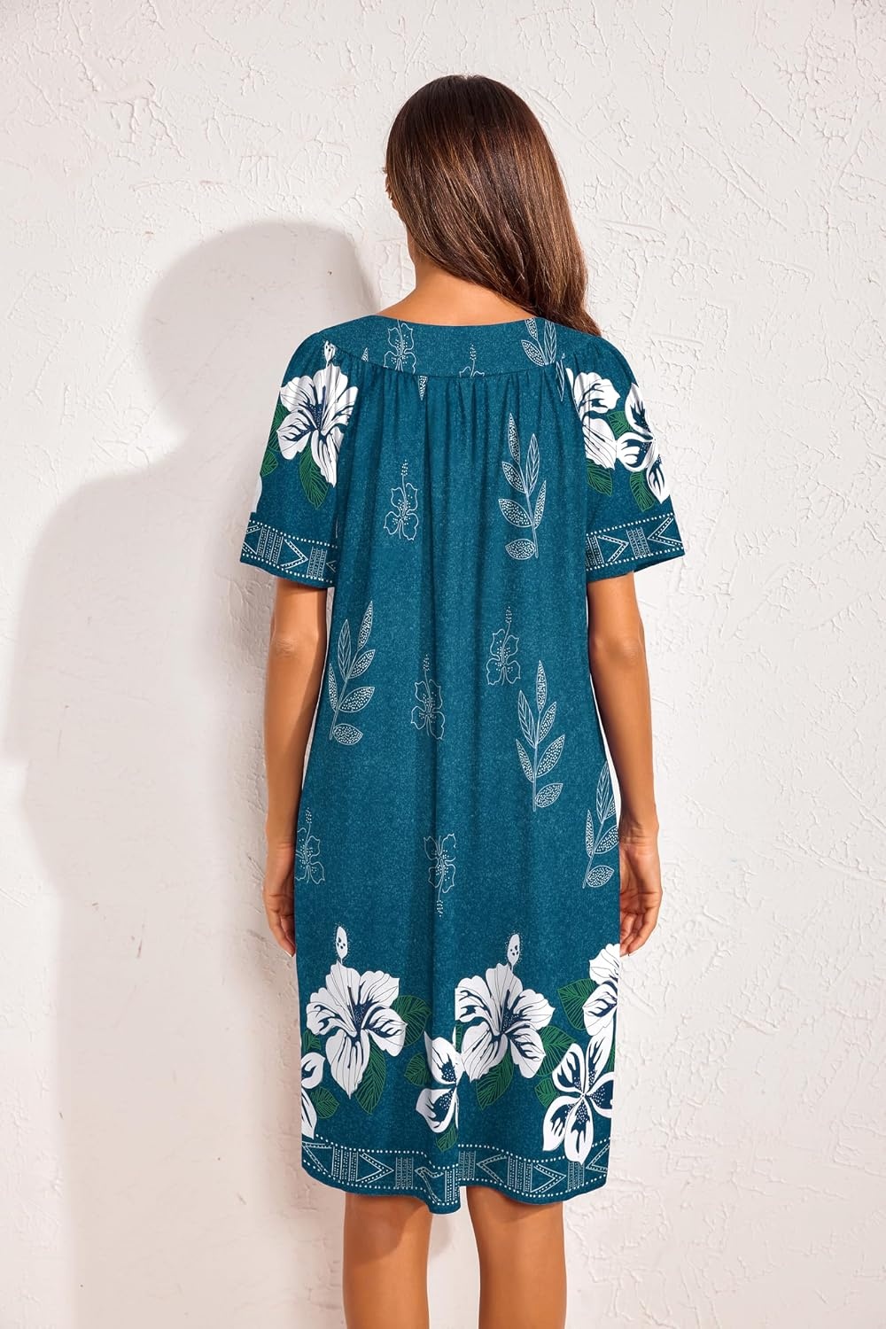 image:imageEkouaer Moo Moos for Women Floral Print House Dress with Pockets NightgownBlue Green