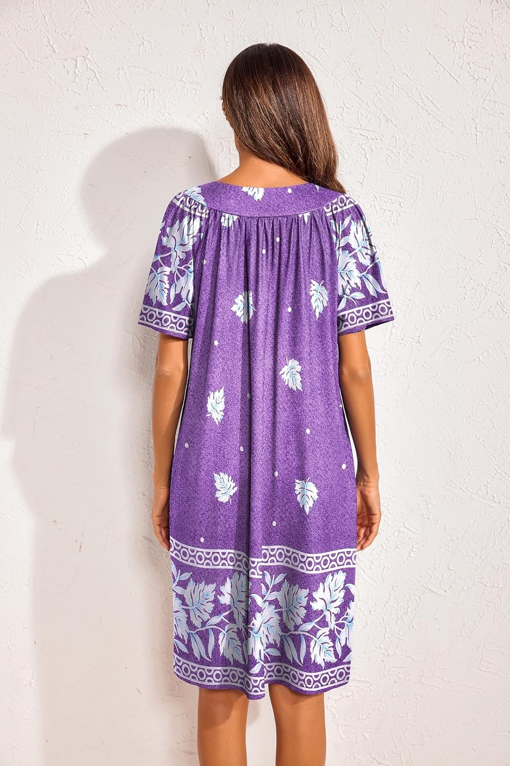 image:imageEkouaer Moo Moos for Women Floral Print House Dress with Pockets NightgownPurple