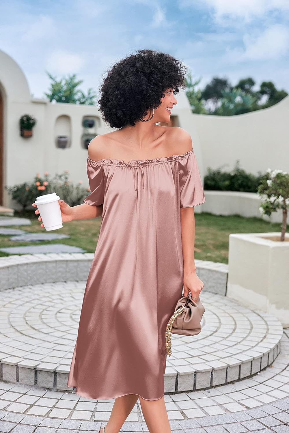 image:imageEkouaer Nightgown for Women Satin Silk Night Gown Loose Plus Size SleepwearPink
