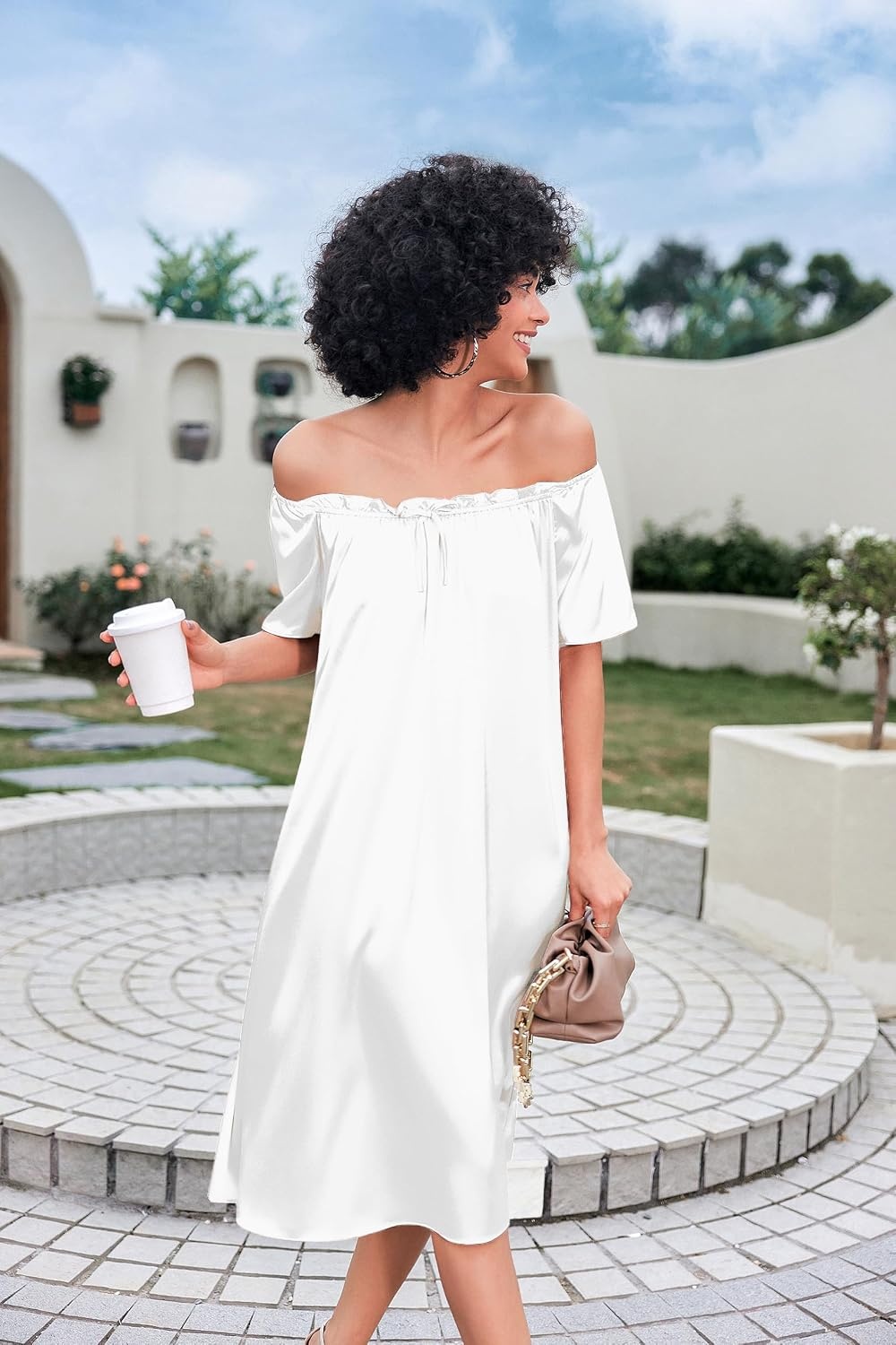 image:imageEkouaer Nightgown for Women Satin Silk Night Gown Loose Plus Size SleepwearWhite