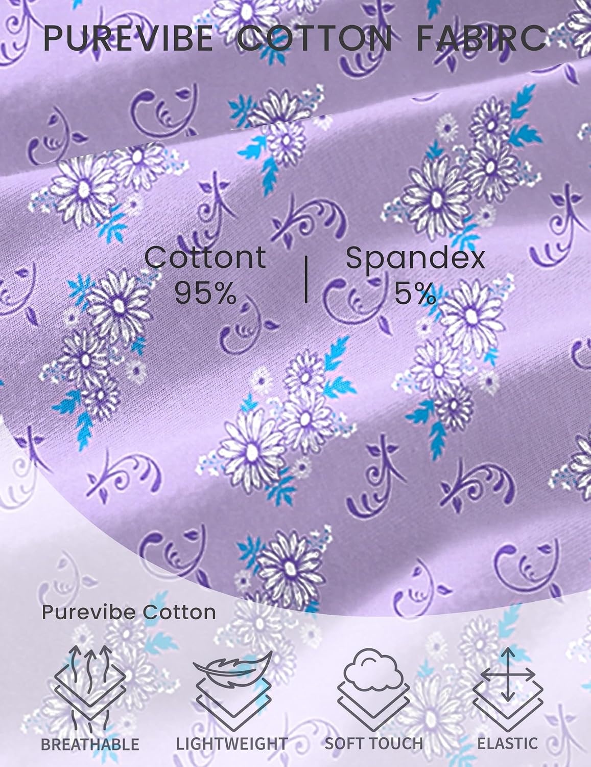 image:imageEkouaer Nightgowns for Women Cotton House Dress with Pockets Button DusterPurple Florals