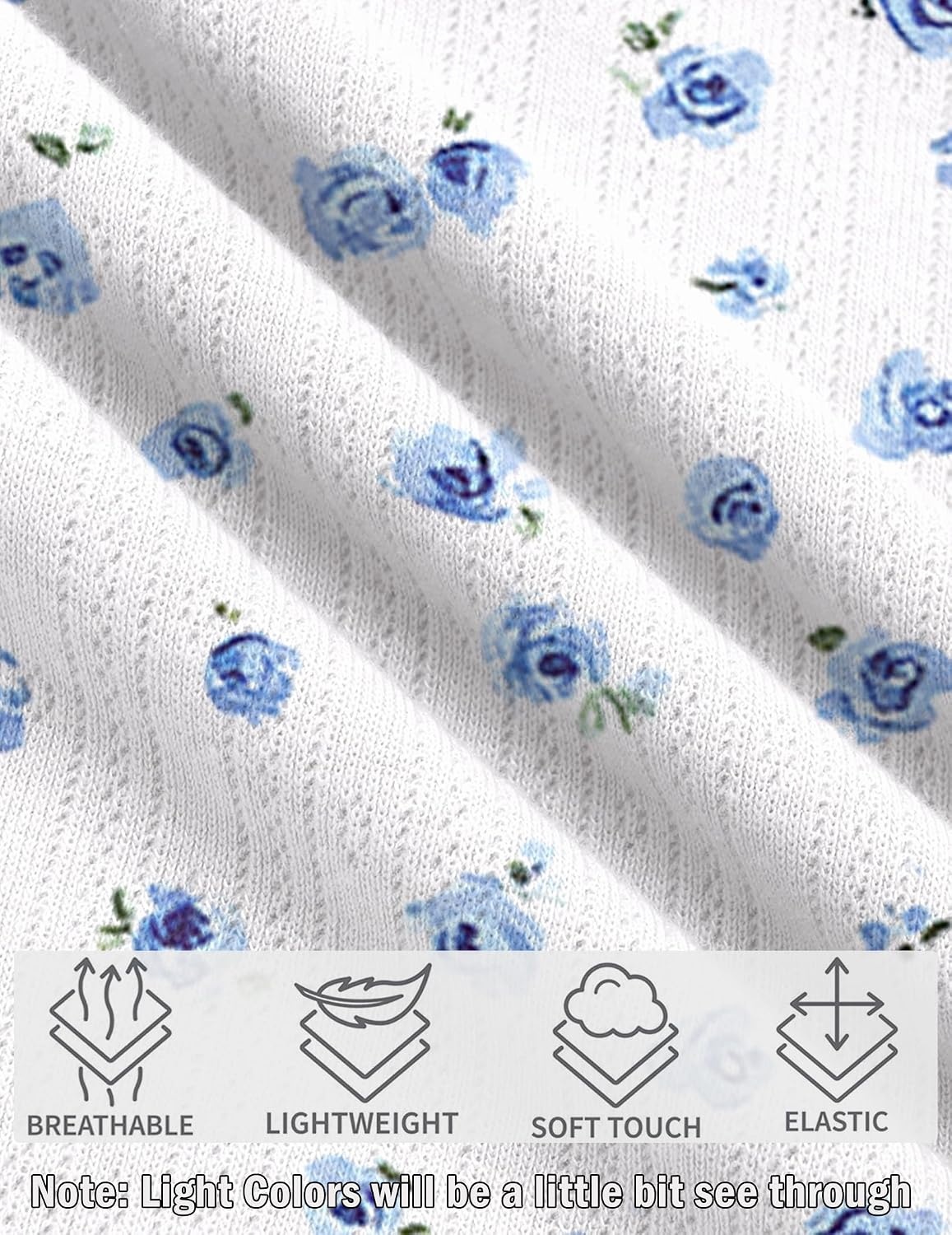image:imageEkouaer Nightgowns for Women Lace Trim Night Gown Ruffle Night ShirtsWhite Blue Roses