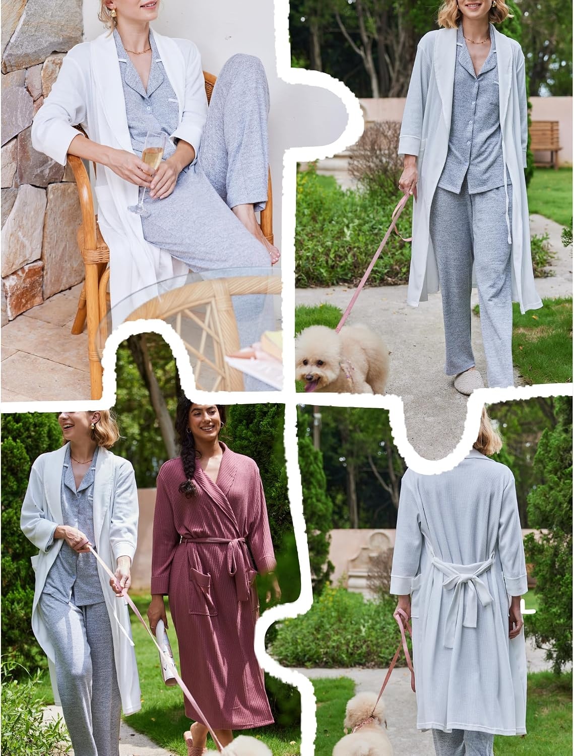 image:imageEkouaer Robes for Women Long Waffle Knit Bathrobe Shawl Collar House CoatsWhiteSmall Waffle