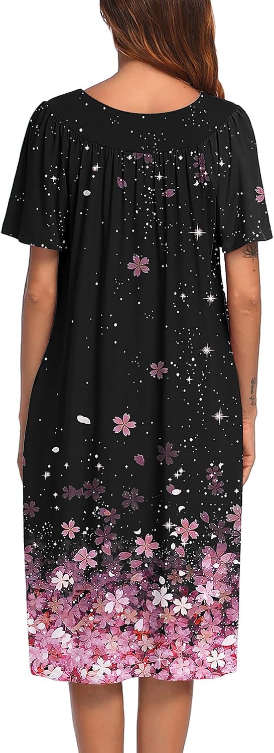 image:imageEkouaer Womens House Dress with PocketsBlackpink