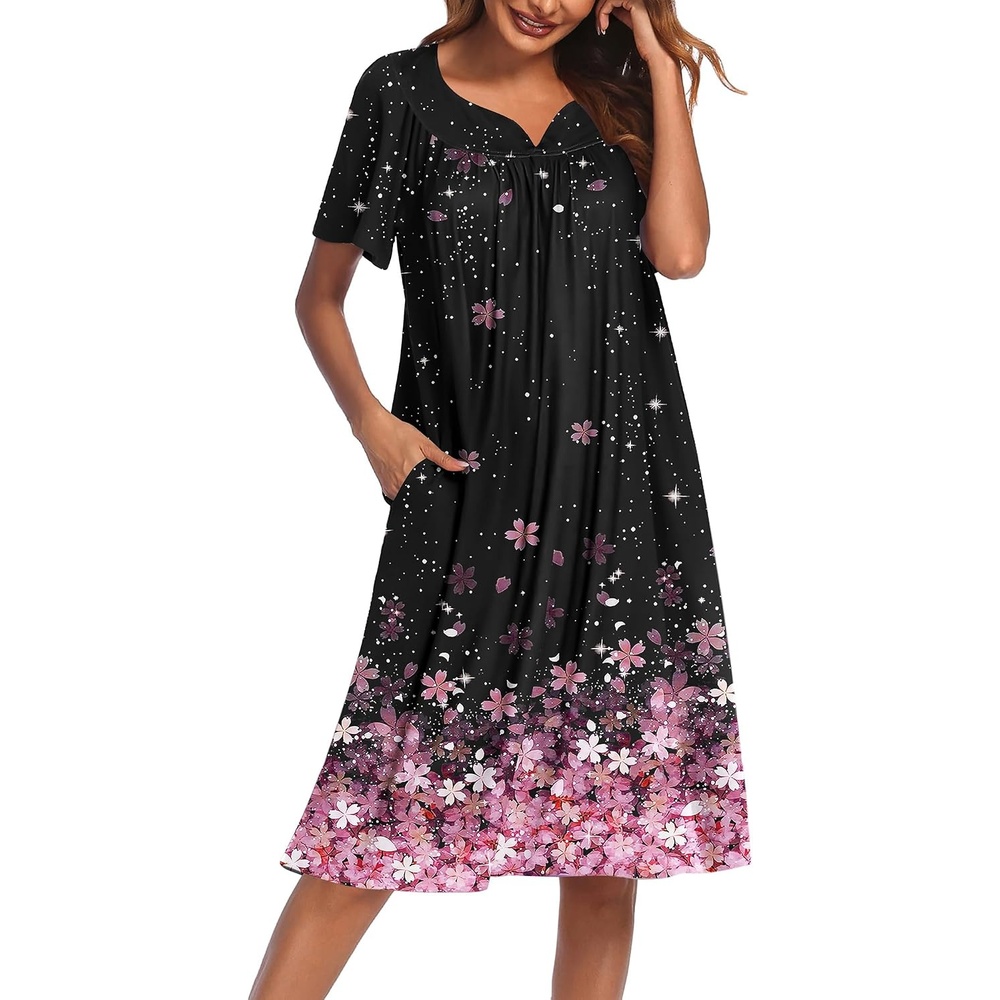 image:imageEkouaer Womens House Dress with PocketsBlackpink