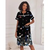 Ekouaer House Dress for Women with Pockets Duster Button Down Nightgown(Black Butterfly)