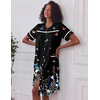 Ekouaer House Dress for Women with Pockets Duster Button Down Nightgown(Black Butterfly)