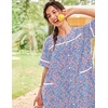 Ekouaer House Dress for Women with Pockets Duster Button Down Nightgown(Blue Flower)