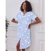 Ekouaer House Dress for Women with Pockets Duster Button Down Nightgown(Blue Pigeon)