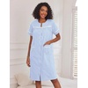 Ekouaer House Dress for Women with Pockets Duster Button Down Nightgown(Blue Stripes)